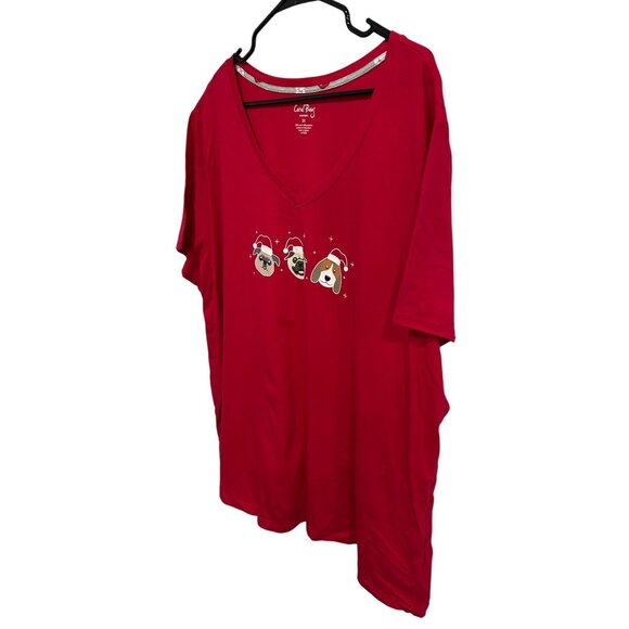 Coral Bay Womens Red Christmas Dogs Graphic V Neck T-Shirt SZ 3XL - Picture 3 of 8